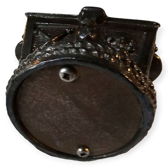 Vintage Treasure Chest Cast Metal Coin Money Bank Pirate Skull Cross Bones - Picture 5 of 8